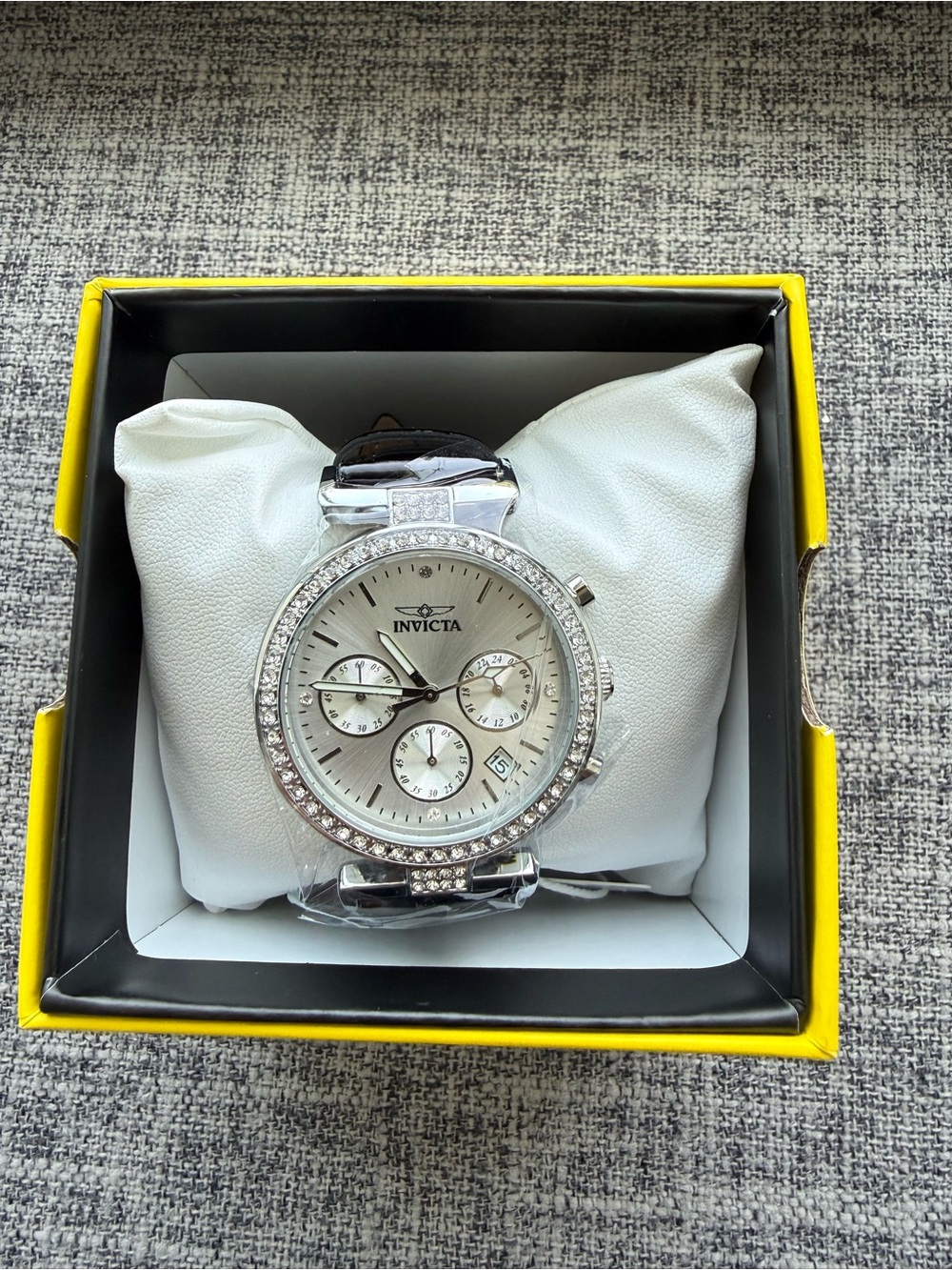 Invicta Silver-Tone Women's Crystal Bezel Chronograph Watch